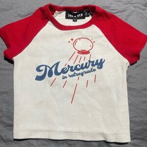 Brandy Melville Red and White Retro Crop Top